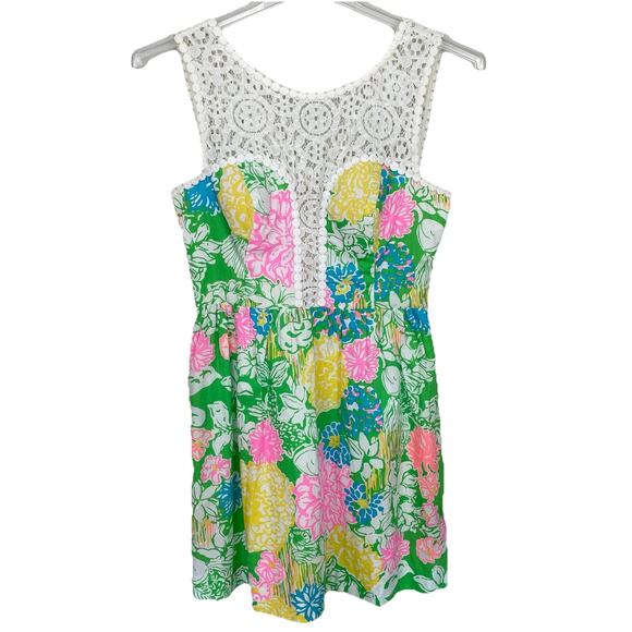 Lilly Pulitzer Raegan Dress Size 4 Hibiscus Stroll Lace Tropical Party Wedding - Picture 1 of 8